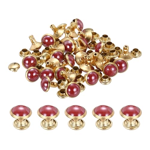 PATIKIL 7.5mm Turquoise Rapid Rivets, 30 Sets Leather Rivets Studs Rivet Double Cap Spikes Rivet for Leather Crafting for Decor Repair DIY Clothing Belts Bags Shoes, Red - color: Red