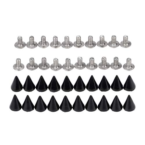 Yetaha Black 7x10MM Cone Punk Screw Back Rivet Spikes, Metal Studs - color: Black
