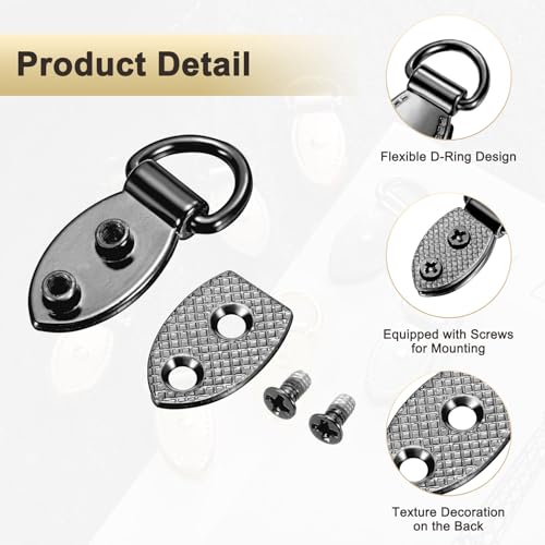 M METERXITY 4-Pack Bag Side Clip Buckle, Metal Purse Suspension Clasp Leaf Shape Handbag Chain Strap Connector with D Ring for Purse/Keyring/DIY Crafts Hardware Accessories [Dark Gray] - color: Dark Gray