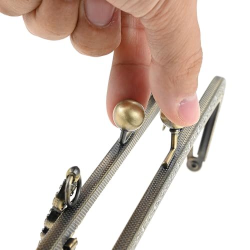 5PCS Metal Kiss Lock Purse Frame with Handle,Embossed Arch Clasp | Replacement for DIY Handbag Making, Coin Bag & Clutch Bag Repair - size: 7.9 Inch