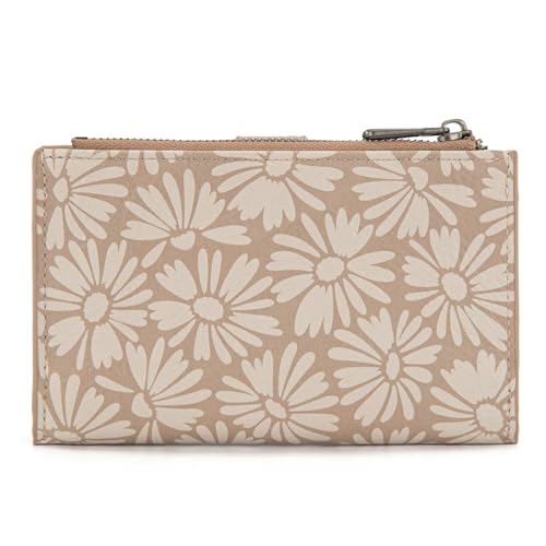 Wrangler Wallet for Women Bifold Card Holder with Zipper and ID Window - color: Sunflower-Apricot