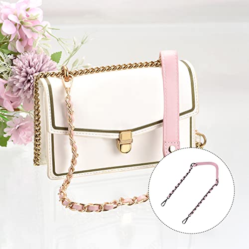 Uxcell Leather Iron Flat Chain Strap - 39" Pink and Grey Handbag Chain and Shoulder Replacement Strap - color: Pink, Grey, size: 39"