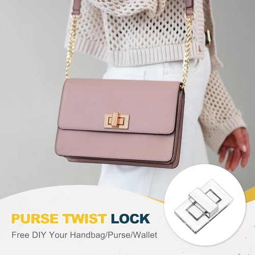 M METERXITY 4Pcs Purse Twist Lock (1.26 x 0.79 Inches, Silver)- Rectangular Purse Closure Twist Turn Lock Clasp Metal Clip Hardware Apply to DIY Handbag/Purse/Wallet/Leather Craft - color: Silver, size: 1.26 x 0.79"