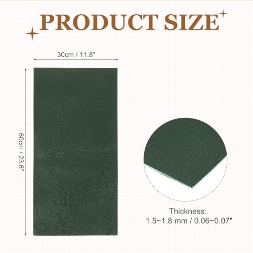 MECCANIXITY Thick Full Grain Leather Sheet, 23.6 x 11.8 Inch Natural Cow Leather 1.5-1.8 mm Fabric Pieces for DIY Craft Furniture Office Belts Notebook Covers,Dark Green - color: Dark Green, size: 23.6 x 11.8 Inch