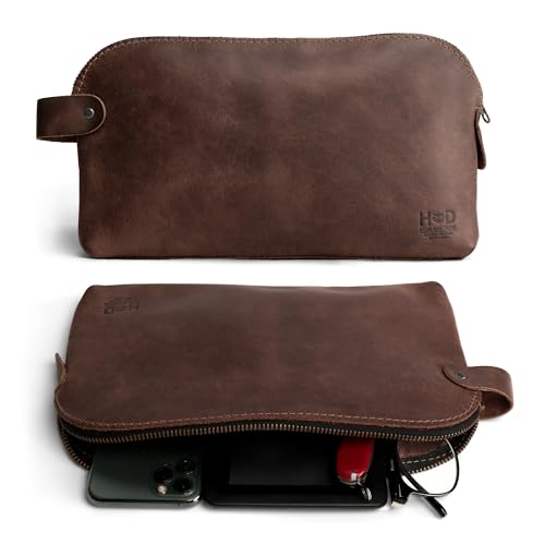 Hide & Drink, Large Rustic All Purpose Utility Bag for Cords & Chargers, Travel Bag, Multi-Purpose Bag, Full Grain Leather - color: Espresso