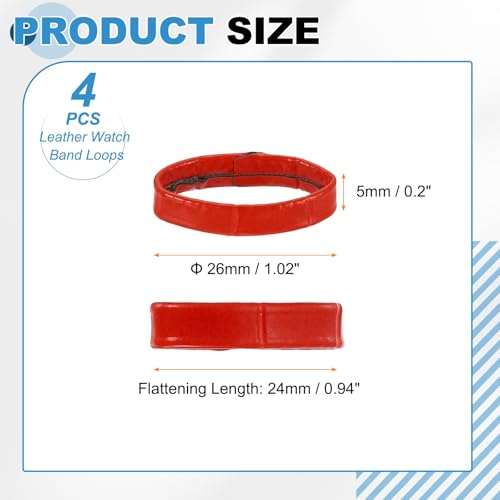 HARFINGTON Leather Watch Band Loops Replacement Watch Strap Holder Retainer Wristwatch Strap Fastener Rings for Wristband - color: Red, size: 24mm