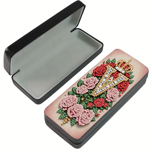 DIZAKIM 1pcs 5d Diamond Art Kits for Adults Small Diamond Painting Kit Gem Art Paint by Diamonds Dots Eyeglasses Case DIY for Beginner Women (#1) - color: #1