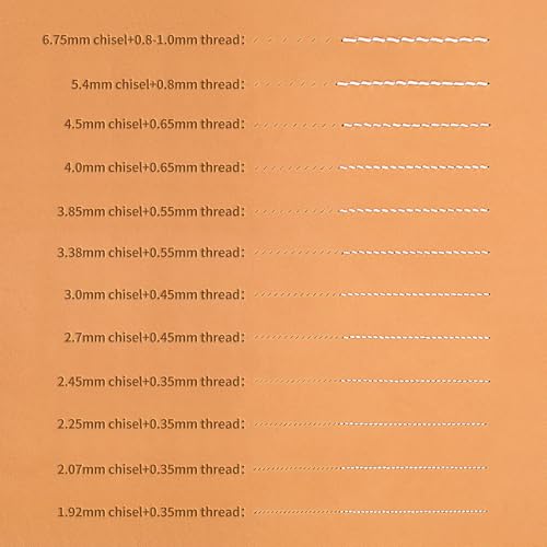 WUTA Leather Chisel All-Polished Die-Steel Puncher French Style Pricking Iron Sharp Leather Punching (Obverse, 2.25mm 2+8Teeth) - color: Obverse, size: 2.25mm 2+8Teeth