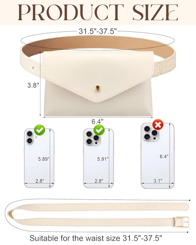 Eurzom PU Leather Waist Belt Bag for Women Adjustable Stylish Waist Pouch Equestrian Belt Bag for Daily Y2k Accessory(Beige) - color: Beige