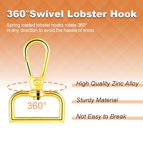 1 Inch Metal Swivel Snap Hooks, 6 Pack Lobster Claw Clasps for Keychains Purse Hardware Bag Making Lanyard Hooks(Gold) - color: 6pcs Gold
