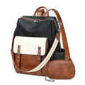AGLOD Backpack Purse for Women PU Leather Back Packs Designer Ladies Shoulder Bag Fashion Faux Work Travel Handbags - color: Beige--black-brown