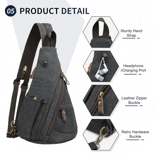 Crossbody Bag for Women Men - Small Sling Backpack 3-in-1,Black - color: Black