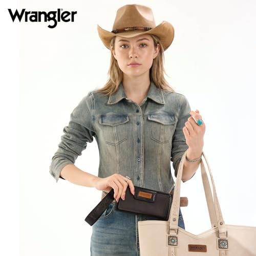 X Wrangler Western Wallet for Women Card Cases & Money Organizers Wristlet Wallet with Zipper Pocket - color: 1-Black