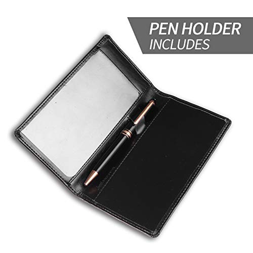 Leather Checkbook Cover for Men Women RFID Blocking by GNEGNI - color: Waxy Black