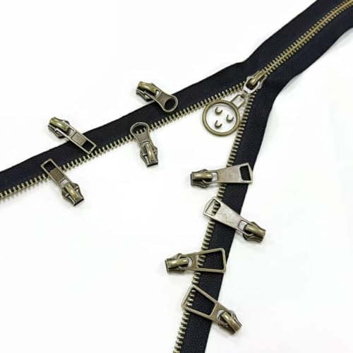 #5 Heavy Duty Metal Zipper 5 Pieces 1 Yard Long Each(Black/Copper Teeth) | 10 sliders, 20 top stops, pre-cut 1 yard each, for bags, pillows, jackets, DIY crafts, home decor - color: Black/Copper Teeth