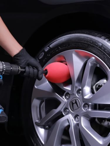 Wheel Rims Polisher, SPTA Polishing Ball, Polishing Cone, Metal Wheel Polishing Tool, Ball Buster Wheel and Rim Polisher System Attaches to Standard Household Drill - color: Red Oval Polishing Ball