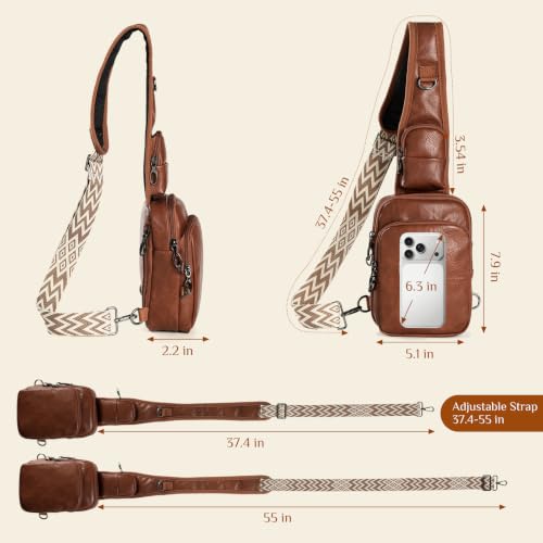 Sling Bag, Crossbody Bag with Anti-Theft Zipper & RFID Blocking for Travel Vegan Leather Crossbody Bags for Women - color: Coffee Brown