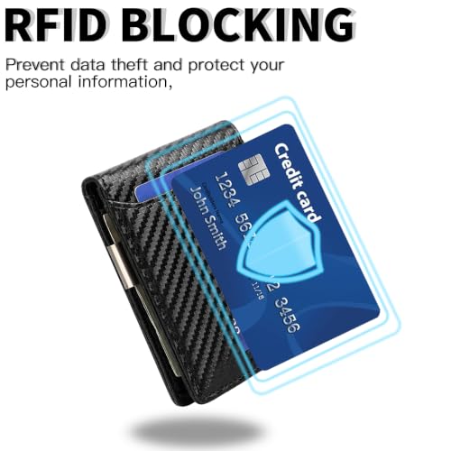 FALAN MULE Money Clip Wallets for Men RFID Blocking Front Pocket Wallet Slim Bifold Card Holder Minimalist - color: Na-Black