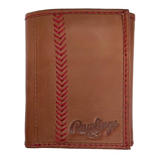 Rawlings | Men's Trifold Wallet Collection | Genuine Leather | Multiple Styles & Colors - color: Brown