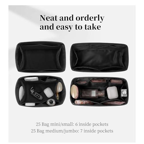 Satin Purse Organizer for Chanel 25 Bag Jumbo, Black - color: Black, size: 25 Handbag Jumbo