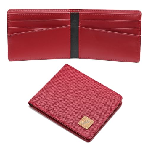 Lanyani Minimalist Fabric Wallet Bifold RFID Blocking - color: C-Red