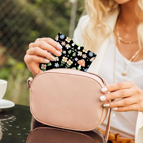 2Pcs PU Leather Small Squeeze Coin Purse Pouch Mini coin Bag Unique And Cute Wallet Cosmetic Bags Change Bag For Women Girls Men （Black and Pink Mushrooms - color: Black and Pink Mushrooms