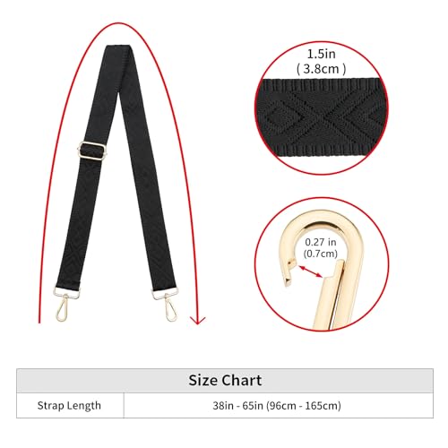 Wide Shoulder Strap (Solid),Adjustable Replacement Belt Crossbody Canvas Bag Handbag - color: Jx1black