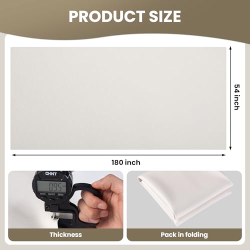 Marine Vinyl Fabric, Upholstery Faux Leather Fabric by The Yard, 0.95 mm Thick PU Leather Sheets for Sofa Chairs Handbags Hair Bows Earrings Crafts (5 Yards 180''X 54'', Off White) - color: Off White, size: 5 Yard