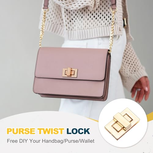 M METERXITY 4Pcs Purse Twist Lock (1.26 x 0.79 Inches, Light Gold)- Rectangular Purse Closure Twist Turn Lock Clasp Metal Clip Hardware Apply to DIY Handbag/Purse/Wallet/Leather Craft - color: Light Gold, size: 1.26 x 0.79"