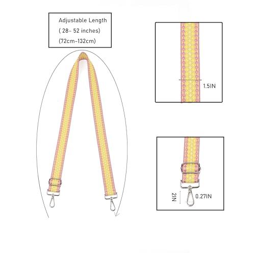 1.5" Wide Purse Strap Silver Hardware Adjustable Replacement Long Crossbody Bag Strap for Thick Shoulder Bags Canvas Handbags Straps - color: Silver Hardware-520