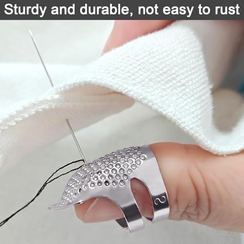 1 Pcs Adjustable Metal Sewing Thimble Finger Protector Open Top Ring Thimble Fingertip Shield for Quilting Embroidery Hand Sewing Tool(Silver, S) - color: Silver|S