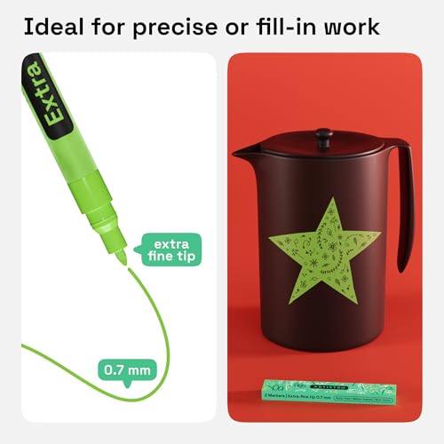 ARTISTRO Light Green Acrylic Paint Markers - 0.7mm Extra Fine-Tip - 2 Set - color: Light Green