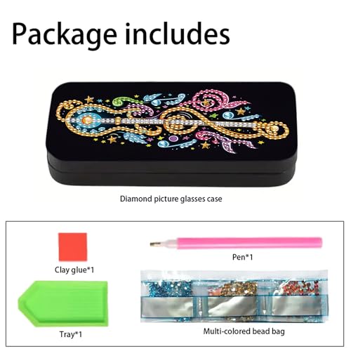 DIZAKIM 1pcs 5d Diamond Art Kits for Adults Small Diamond Painting Kit Gem Art Paint by Diamonds Dots Eyeglasses Case DIY for Beginner Women (#8) - color: #8