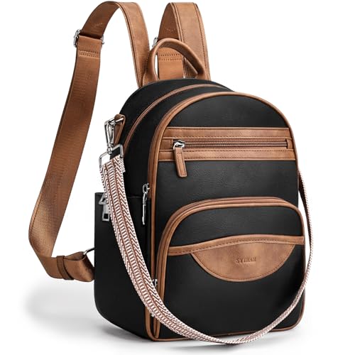 Small Backpack Purse for Women, Mini Daypack Cute for Travel Brown | Small Backpack with RFID Wallet (4 Slots) & 10.2" Tablet Sleeve, 9-Pocket 3-Way Convertible Shoulder Bag, Removable Strap - color: Black Brown