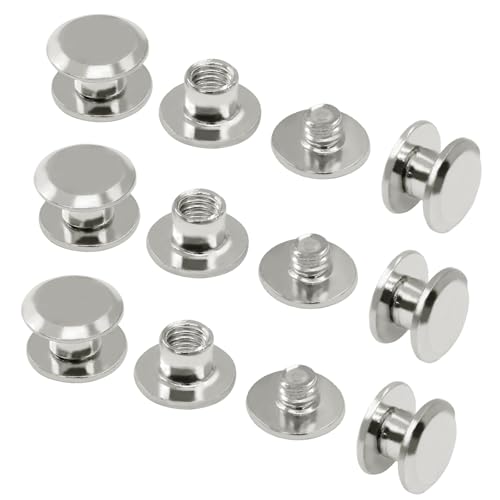 60 Sets Silver Chicago Screws, M5*4mm Leather Rivets Screw Rivets Buttons DIY Leather Trim Craft Bookbinding for Decorate Repair Belt Bag Shoes Purse - color: Silver