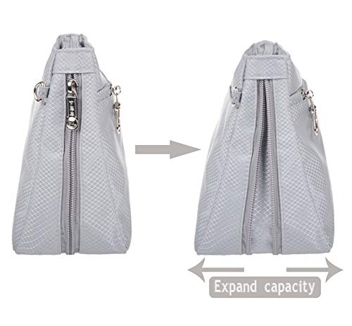 Vercord Expandable Nylon Handbag Purse Organizer Insert Liner Shaper Bag in Bag Beige Grey Large - color: Beige Grey, size: Large