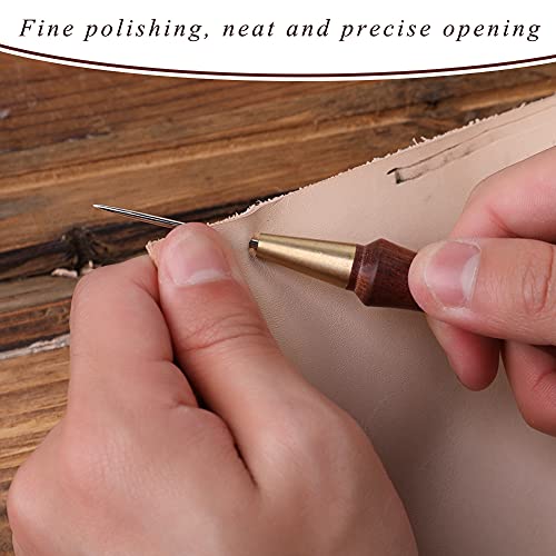 DIUDUS Leather Wooden Handle Scratch Awl, Wooden Handle Scratch Awl Tool | Leather Sewing Awl for Leather Punch Hole or DIY Handmade Stitching Marking Shoe Repair