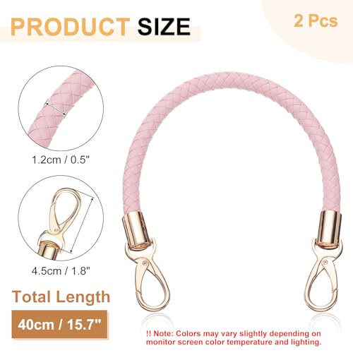 uxcell 2 Pcs Leather Purse Strap, 15.7 Inch PU Leather Braided Purse Replacement Shoulder Strap for Handbags with Buckle for DIY Handbag Purse Making, Pink - color: Pink