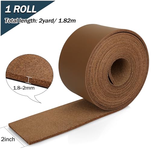 JinRuiKJ Top Grain Leather Strap - 2 Inch Wide 72 Inches Long Light Brown Leather Strips - Very Suitable for DIY Arts & Craft Projects, Traction Ropes, Bag Straps, Furniture Handles - color: Light Brown, size: 2''x72'' (5.1x182cm)