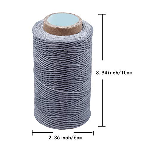 284Yards Waxed Thread for Leather, 0.8mm Waxed Linen Thread, Wax String | Waxed Thread for Bookbinding, Upholstery Thread Heavy Duty, Wax String for Leather Craft DIY/Bookbinding/Shoe Repairing - color: Light Gray