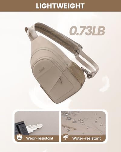 LOVEVOOK Sling Backpack for Women, Convertible Crossbody, Small Diaper Bag, Water-Resistant Hiking Daypack, Travel Shoulder Chest Bag - color: Khaki, size: Small