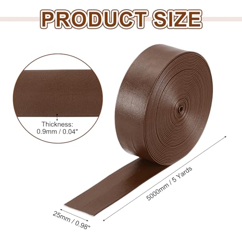 uxcell 5 Yard 25mm PU Faux Leather Strips, Fold Over Leather Strap Roll Double Sided Faux Supplies for DIY Craft Projects, Light Brown - color: Light Brown, size: 25mm