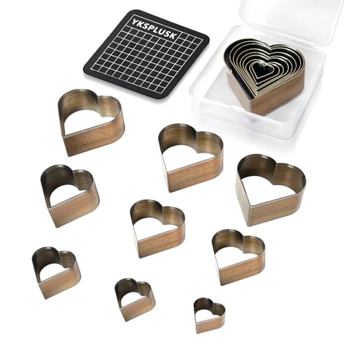 9 Pcs Leather Hole Cutter Tool Set, 9 Sizes Heart Shape Cutter Tools High Carbon Steel, Leather Cutting Dies Kit for DIY Craft, Hollow Punching with Plastic Box - style: 9 Pcs Heart