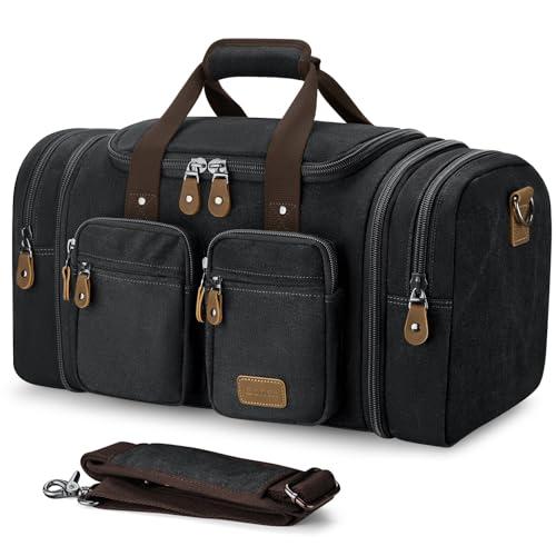 Gonex Duffle Bag for Travel, Expandable 50L Overnight Weekender Gym Bag | Water-Resistant Canvas, Wet-Dry Pocket, Luggage Sleeve, Carry-On Size, Detachable Strap, Dark Grey - color: Dark Grey, size: Large-50L