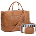 Faux Leather Weekender Bags for Women: Large Overnight Bags Travel Duffel Bag Carry On Shoulder Weekend Tote with Shoe & Laptop Compartment & Toiletry Bags for Airplane Traveling Gym, Brown - color: PU-Brown
