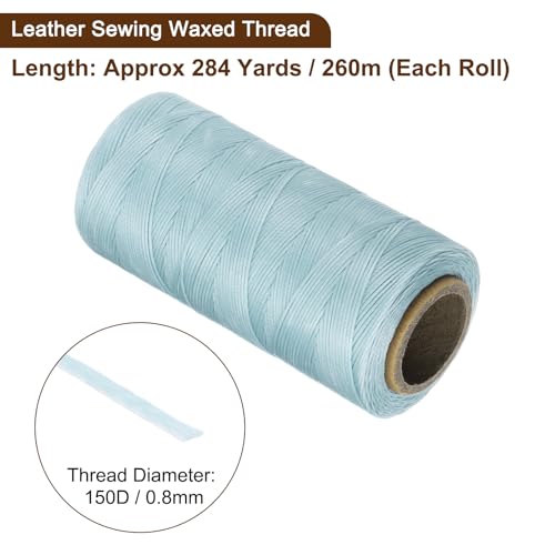 Uxcell 150D 0.8mm Flat Waxed Polyester Leather Sewing Thread, Dark Blue, 284 Yards (260m), 1 Roll - color: Dark Blue