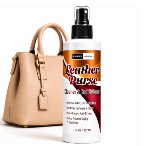 Leather Purse Cleaner & Conditioner Spray, 8 oz - One-Step Handbag Care | 3-in-1 purse care spray cleans, conditions and deodorizes finished leather. Non-greasy, fast-drying and made in USA.