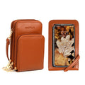 Crossbody Cellphone Purse Women Touch Screen Bag RFID Blocking Wallet Handbag Shoulder Strap - color: Brown-small, size: Small