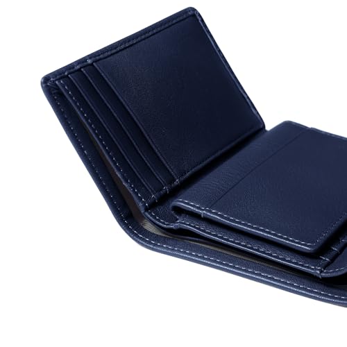 Navy Blue Men's Trifold Wallet with Removable Card Holder - Navy Blue - color: Navy Blue, size: with Card Wallet