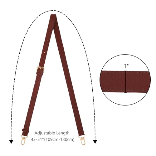 IBWell Genuine Leather Strap Replacement Crossbody Adjustable with Shoulder Strap Pads for Travel Duffel Bags - color: Brownish Red